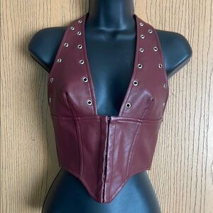 ❄️3/$15❄️ Princess Polly Red Leather Crop Top